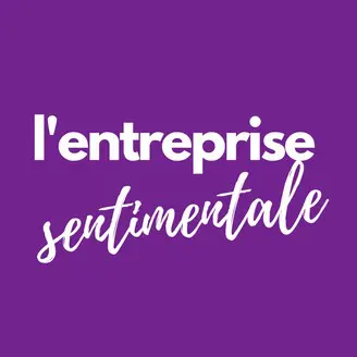 Texte blanc sur fond violet, 'l'entreprise sentimentale'.