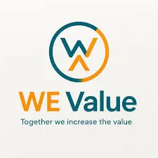 Logo de l'entreprise WE Value avec slogan.